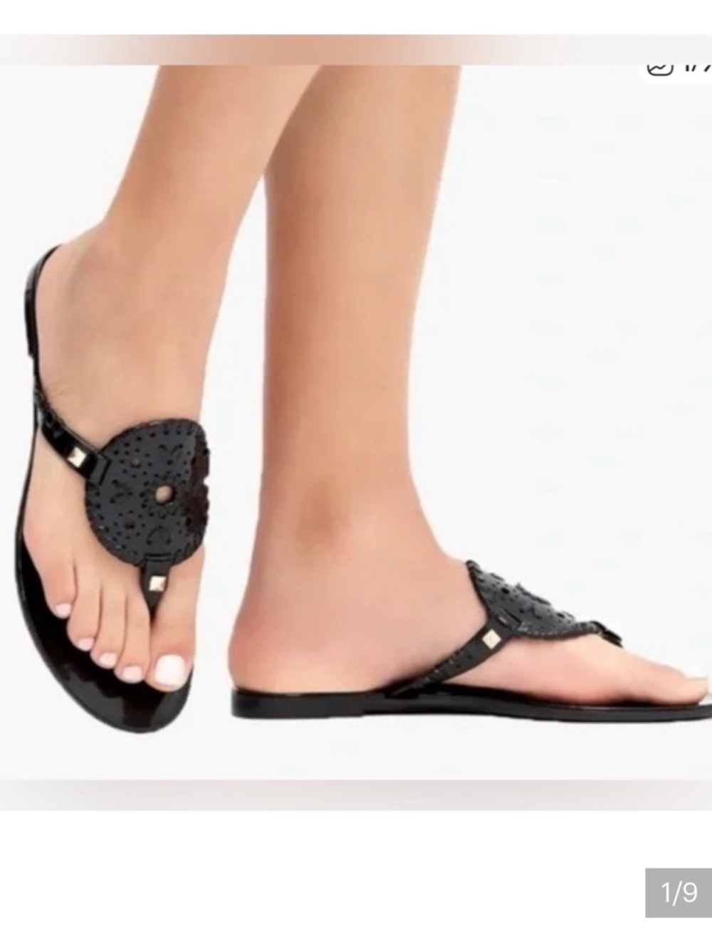 Jack Rogers Georgica Black Jelly Thong Flip Flop Sandals Size 8
